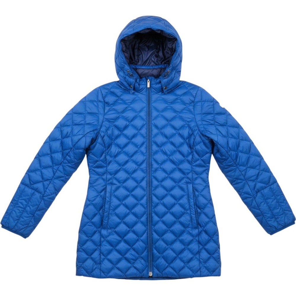 Lands' End Royal Blue Diamond Quilted Hooded Down Lightweight Parka Coat XS 2-4